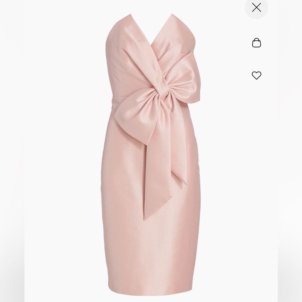 NWT Badgley Mischka Strapless Bow Cocktail Dress in Rose (orig. $395) Size 10